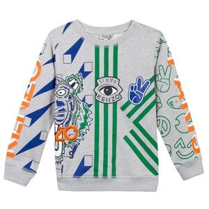 KENZO Pullover Sweater Crewneck Gray Sz 12